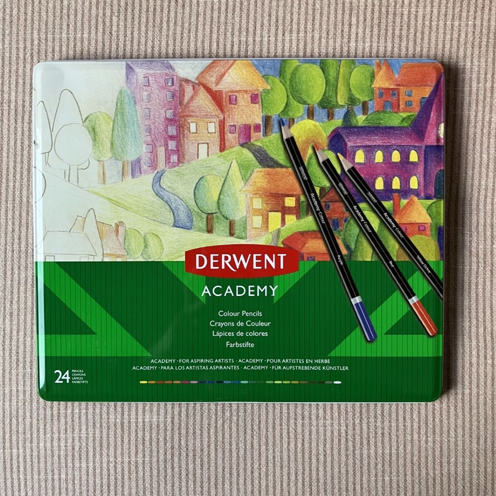 Derwent Academy Colored Pencil Set - Assorted Colors, Tin Box, Set of 24